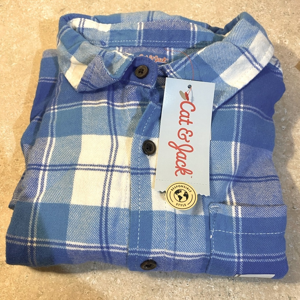 Cat & Jack Blue Plaid Shirt - Picture 4 of 4